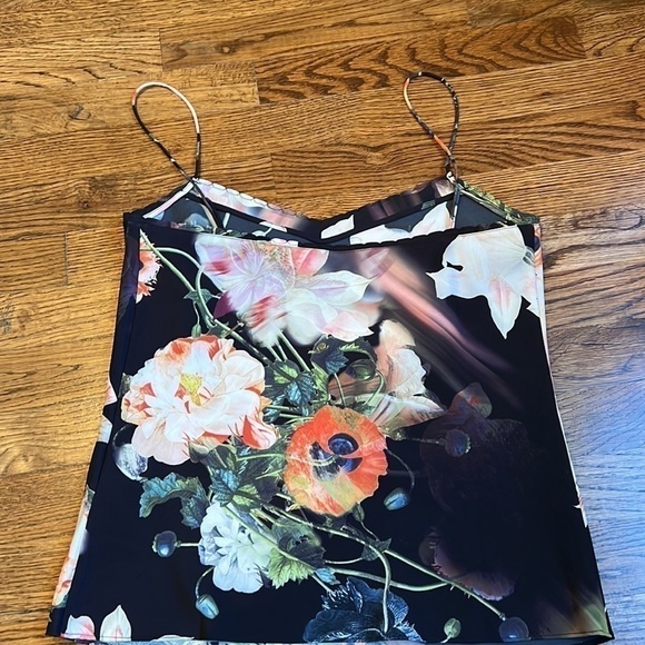 TED BAKER Cynaria black floral silk-like camisole size small - Picture 8 of 9